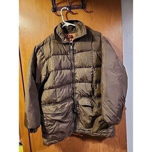 Vtg 50s SEATTLE QUILT MFG COMPANY Green Warm COMFY DOWN WINTER JACKET Coat Men L